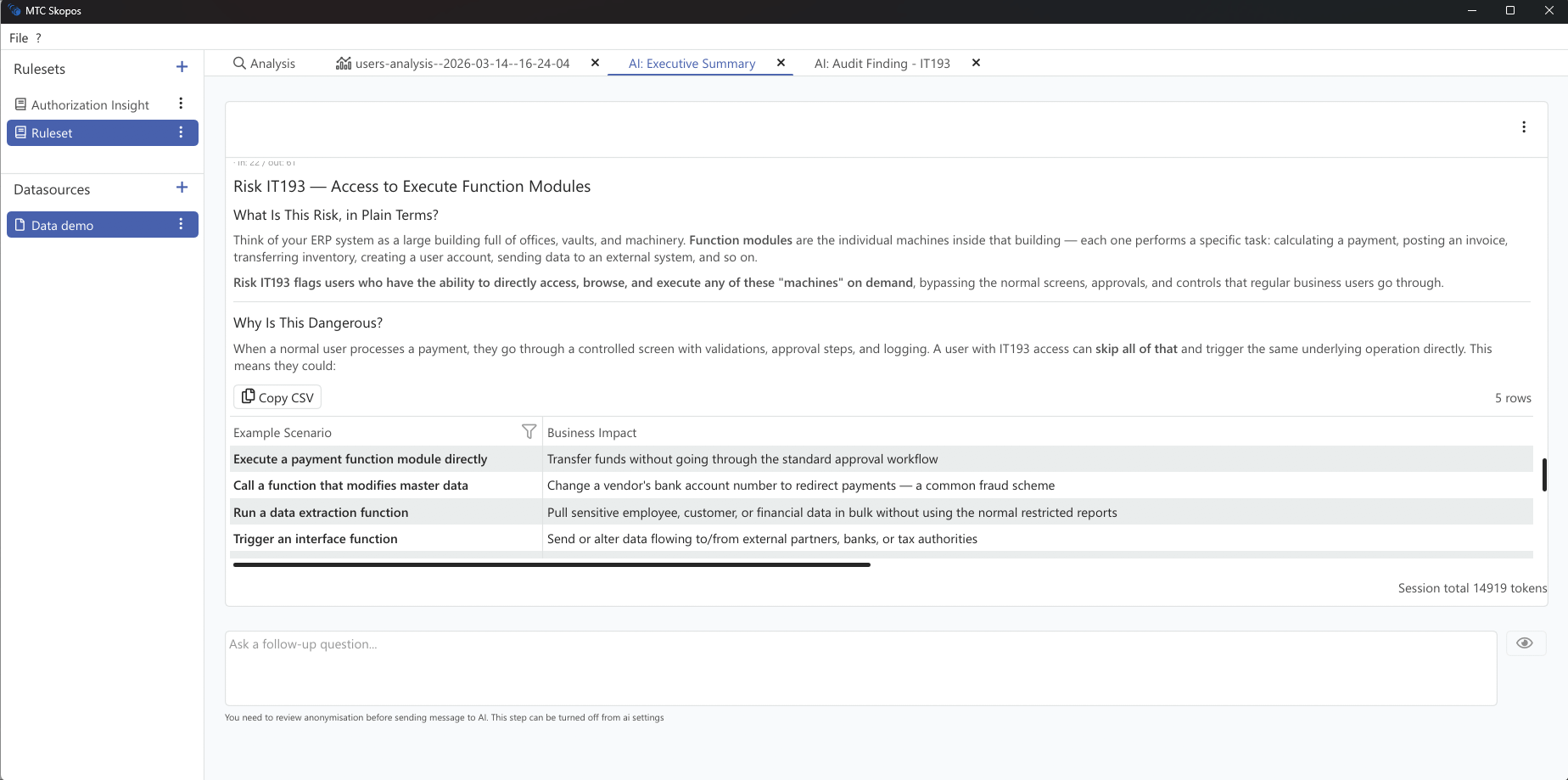 Predefined questions and custom conversations
